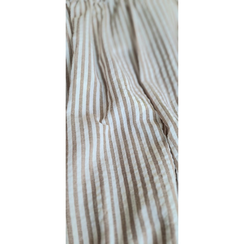 POL Womens Large Ivory Taupe Striped Tiered Sundress Smocked Empire Waist Boho - Picture 7 of 10